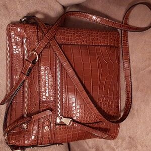 Dana Buchman Croc-Embossed Tan Crossbody Bag